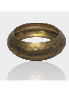 Wide Brass Bangle Boho Gold Tone Boho Chunky Bracelet India Style Casual Hippie